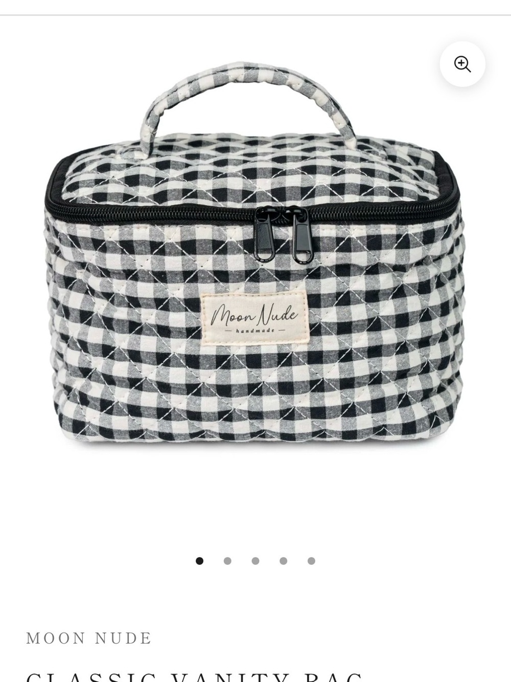 NWT Black & White Check Quilted Cosmetic Vanity Bag